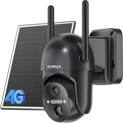 SEHMUA 4G LTE Cellular Solar Security Camera Wireless Outdoor, No Wi-Fi Solar Powered Camera, 360° Live View, 2K Color Night Vision, PIR Motion Sensor, Two-Way Talk, Built-in SIM Card - size: 1 pack