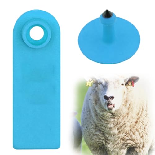 Round Identification Ear Tags, Sturdy Distinguish Ear Label with Applicator Livestock, Round Farm Animal Differentiate Lug Tag for Sheep/Cattle/Hog Goats(Blue,Sheep) - color: Blue, size: Sheep