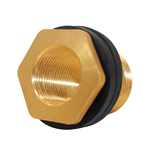 Joywayus Brass Water Container/Rain Barrel Spigot 3/4" Threaded Quarter Turn Ball Valve & 3/4" Female to 1" Male Threaded Bulkhead Fitting Water Tank Connector Fit for Garden Hose - style: Style 2
