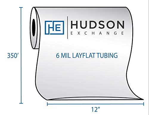 Hudson Exchange 12" x 350', 6 Mil, Poly Tubing Roll, Food Grade LDPE Resin, Custom Length Packaging