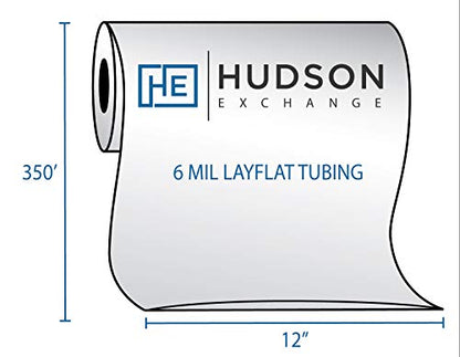 Hudson Exchange 12" x 350', 6 Mil, Poly Tubing Roll, Food Grade LDPE Resin, Custom Length Packaging