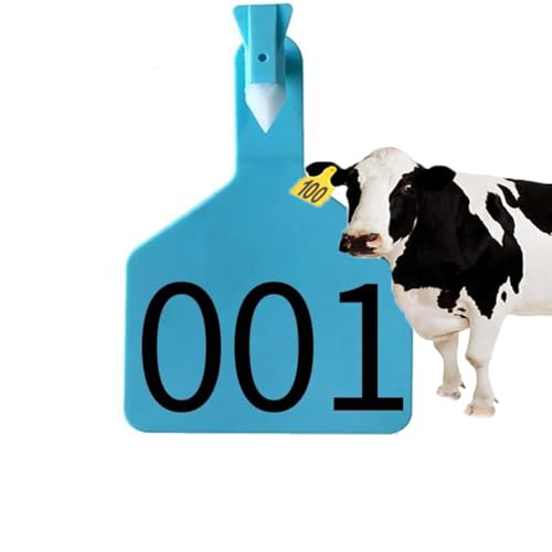 Z Tags One-Piece Cattle Ear Tags Large TPU Livestock Ear bar, with Numbers 001-300/blank Ear tag, Integrated pre-Numbered Farm Animal Identification Cattle, Cow, Cow Blue 101-150 - color: Blue, size: 101-150