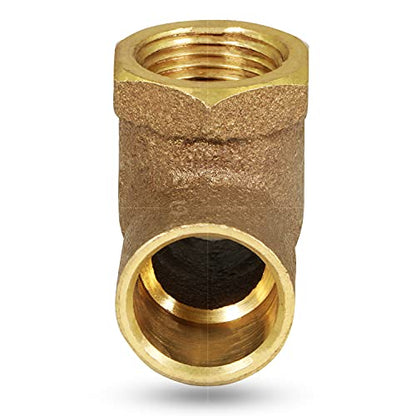 Everflow Supplies CCFT1234-NL C X C X F No Lead Cast Brass Tee Fitting with Solder Cups and Female Threaded Branch, 1/2" x 1/2" x 3/4" - size: 1/2" x 1/2" x 3/4"