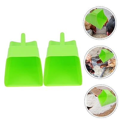 VANZACK 2Pcs Heavy Duty Plastic Poultry Feed Shovel for Farm and Garden Large Feeding Scoop Enclosed Handle for Livestock and Poultry