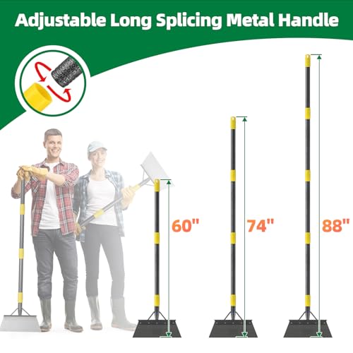 Floor Scraper Long Handle - Ice Removal Tool, Multifunctional Garden Cleaning Flat Shovel, 74" Weed Scraper Heavy Duty Sharp Blade for Lawn Edging,Sidewalk Weeding,Driveway Steps Snow Shovel - size: 74"