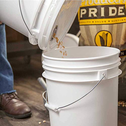 ePackageSupply White 5-Gallon Bucket with Lid | Made in USA | Food Grade | Heavy-Duty Extra Durable Plastic Bucket | Multi-Use Food Grade Buckets with Lids | Easy Stack and Store | BPA Free | 45 Pack | Airtight Gasketed Tear Strip Lid, Heavy-Duty 90 Mil H