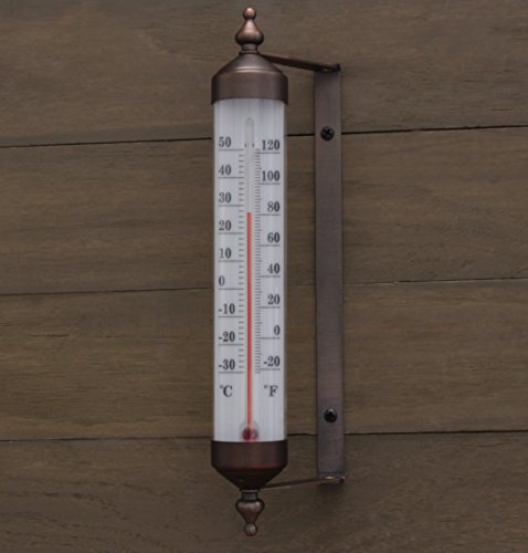 Bjerg Instruments Outdoor Thermometer – Dual Fahrenheit & Celsius, Bronze Finish Adjustable Garden Tube Thermometer, 10-Inch Wall or Fence Mount Temperature Gauge for Patio, Garden & Porch