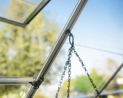 Canopia 6x8 Greenhouse Kit with Plant Hangers, Hobby Walk-in Twin-Wall UV Polycarbonate Heavy Duty Aluminum Frame, Lockable Door, Adjustable Roof Vent, Rain Gutters, Galvanized Steel Base, Mythos - color: Silver with Plant Hangers, size: 6 Ft. x 8 Ft.