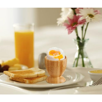 HIC Kitchen Egg Cup Holders, Natural Bamboo, for Soft Boiled and Hard Boiled Eggs, Set of 4 - style: Egg Cups, Bamboo, Set/4