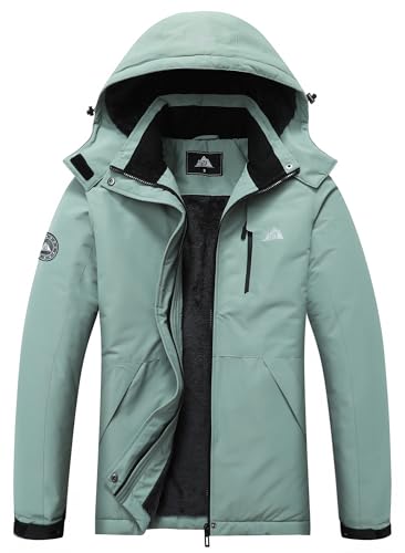 MOERDENG Women's Waterproof Snow Ski Jacket - Warm Winter Coat Insulated for Snowboarding, Softshell for Winter Hiking - color: Pea-green, size: Small