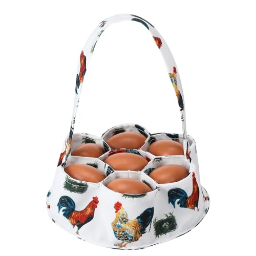 Egg Collecting Basket, Canvas Egg Basket for Gathering with 7 Pouches for Chicken, Duck, Goose, Bird, Various Poultry Collection (Grass-nest chicken) - style: Grass-nest chicken