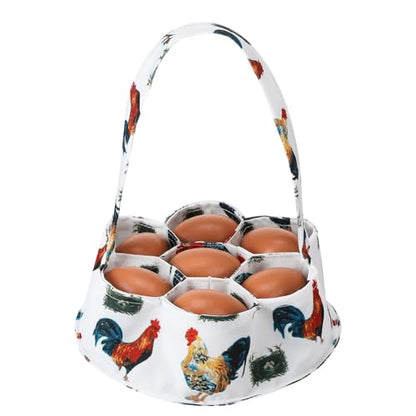 Egg Collecting Basket, Canvas Egg Basket for Gathering with 7 Pouches for Chicken, Duck, Goose, Bird, Various Poultry Collection (Grass-nest chicken) - style: Grass-nest chicken