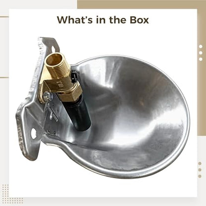 Livestock Brass Valve Waterer, Auto Fill, Stainless Steel Bowl, Farm Use