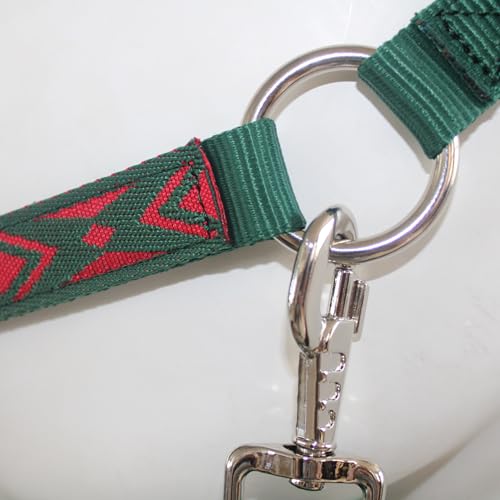 Heavy Duty Soft Nylon Horse Halter, Padded and Adjustable, Chin and Throat Snap Hook Halters for Horses, Heavy-Duty Metal Buckle - color: Red Pattern