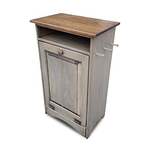 Peaceful Classics Pet Feeder Station - Dog & Animal Food Storage Cabinet, Organizer - Holds 35 Lbs (Pewter) - color: Pewter