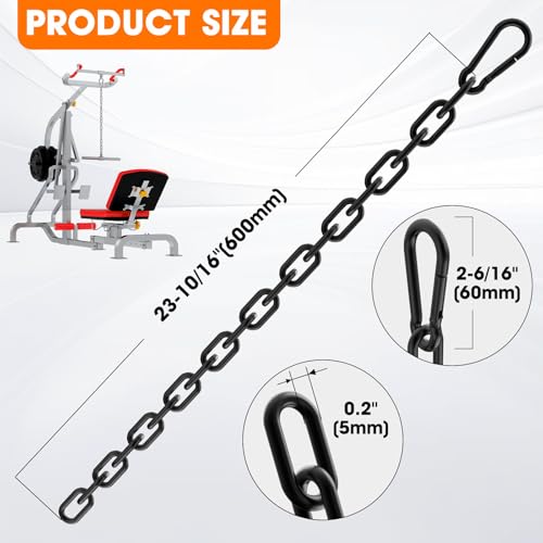 Gate Chain Lock, 23.6 Inch 304 Stainless Steel Chain Fence Gate Latch with Carabiner, Outdoor Hardware Lock Chain for Yards, Pet Cages, Horse Goat Dog Stall Barn and Fence Gates (Black Dia 5mm-1Pc) - color: Black Dia 5mm-1Pc