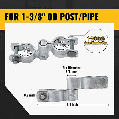 VIVIDA 1-3/8" Chain Link Gate Hinge Kit, Include Male & Female Gate Hinge, 1-3/8" Fence Fork Latch, Galvanized Steel - size: 1-3/8" × 1-3/8" (SILVER)