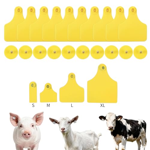 500pcs Farm Animal Ear Tags Numbered 001-500 Livestock Identification for Cattle Cows Hogs Pigs Sheep Goats (500, Large-Yellow) - color: Large-yellow