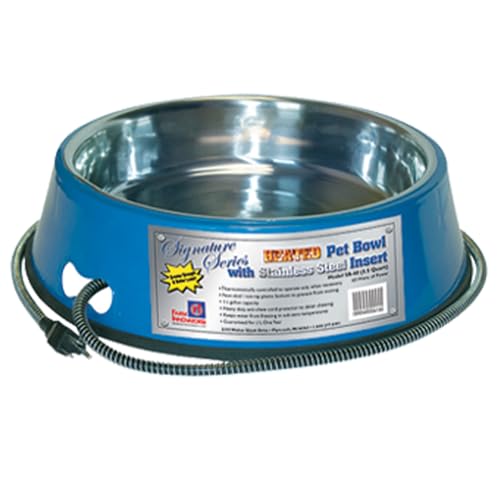 Farm Innovators Heated Pet Water Bowl, 60W Heated Water Dish - 5.5 Quart Stainless Steel Watering Station with Anti-Chew Cord Protector for Dogs & Cats