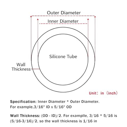 Pure Silicone Tubing, 1/4" ID x 3/8" OD x 10 FT, Flexible Food-Grade Tubing, High Temp Resistant, Multipurpose Tube For Home Brewing, Wine making, Aquaponics, Air Hose - size: 1/4" ID x 3/8" OD