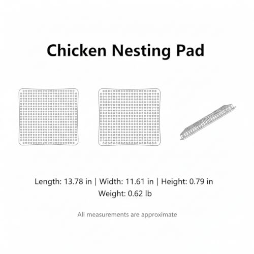 Chicken Nesting Pad, Washable PP Plastic Liner for Coop Nesting Boxes, Cushioned Mat for Hens, 13.8 x 11.6 Inches (1 PC)