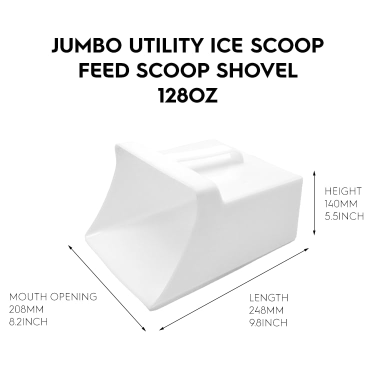 Jumbo Size Food Service Utility Ice Scoop Feed Scoop Shovel 128 Ounce (SNOW WHITE) for Restaurant Bar Ingredient Grain Pet Animal Dry Food - color: Snow White