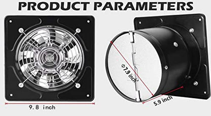 Nalle 8 inch Exhaust Fan 80W 500CFM Through-wall installation Ventilation Fan 110V Exhaust Smoke Fan Ventilation for Kitchen,Bathroom,laundry room,Toilets,Garage,Shopping Mall (Black - size: 8 Inch / 500 CFM