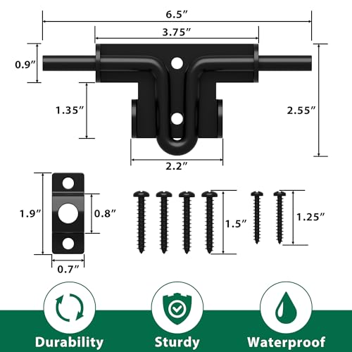 Heavy Duty Gate Latch with Padlock Hole Metal Thickened Slide Bolt Latch Mainly Used for Left or Right Hand Wooden Fence Gate Latch Shed Door Latch-1 Pack