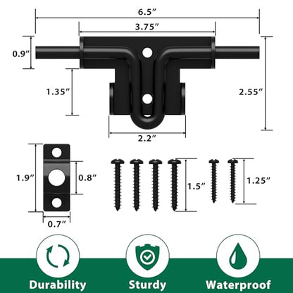 Heavy Duty Gate Latch with Padlock Hole Metal Thickened Slide Bolt Latch Mainly Used for Left or Right Hand Wooden Fence Gate Latch Shed Door Latch-1 Pack