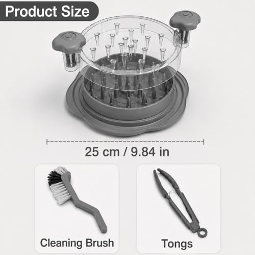Premium Large Chicken Shredder Tool with Suction Base 2026 – Twist Meat Shredder with Ergonomic Handle & Anti-Slip Grip – Transparent Lid for Easy Shredding Chicken & Beef (Light Grey) - color: Light-Grey