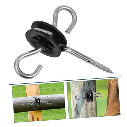 MERRYHAPY 4pcs Electric Fence Insulators for Cattle and Ranch Fencing Weather Resistant Screw-in Gate Handle Dual Easy Installation for Secure Livestock Safety