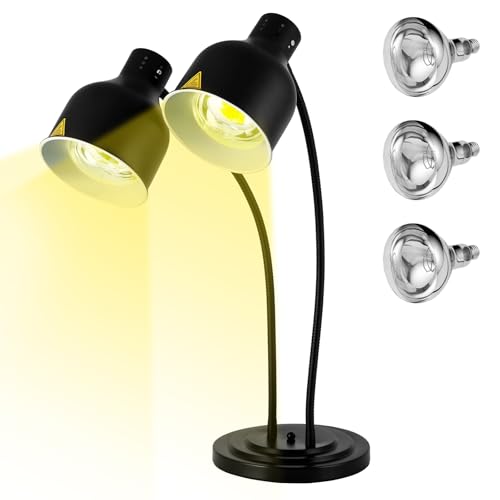 Commercial Food Warmer Lamp with Bulbs, Adjustable Stainless Steel Heat Lamp for Buffet, Catering, Restaurant Food Heating & Serving - color: Black