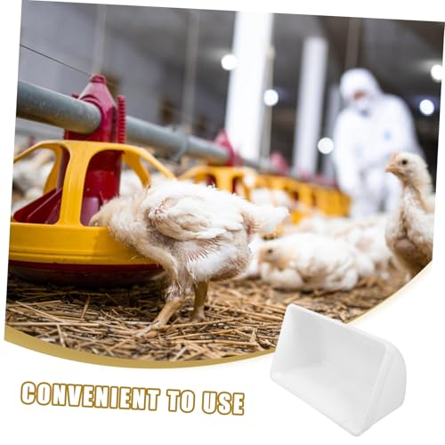 Abaodam 2pcs Hanging Chicken Feeder Trough White Livestock Feeding Bucket for Geese and Poultry with Removable Parts and Space-Saving Design Includes Screws and Buckles - color: White