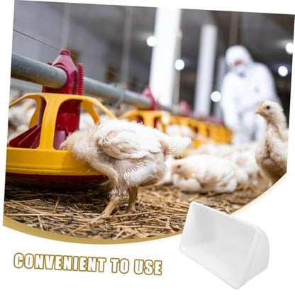 Abaodam 2pcs Hanging Chicken Feeder Trough White Livestock Feeding Bucket for Geese and Poultry with Removable Parts and Space-Saving Design Includes Screws and Buckles - color: White