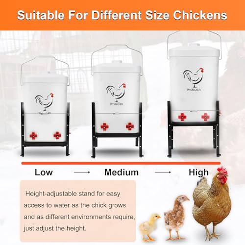 3 Gallon Heated Chicken Waterer for Winter Automatic Chicken Water Heater,Adsjustable Height Anti-Freezing Poultry Watering System (White, 9 in x 7.1inch x 13.7in)