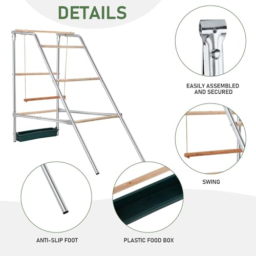 Chicken Perch for Hens, Ducks Pets, 4-Tier Round Design w/Stable Base, Durable Metal & Wood Construction, Easy to Assemble & Clean, Chicken Coop Roosting Bars for Outdoor, 19.3”W x 42”D x 39.4”H