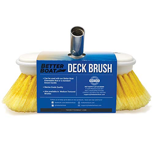 Soft Boat Deck Brush, Heavy-Duty Marine Brush Head, 8" Bristle with Bumper, 3/4" Thread Handle, for RV, Truck, and Auto Cleaning