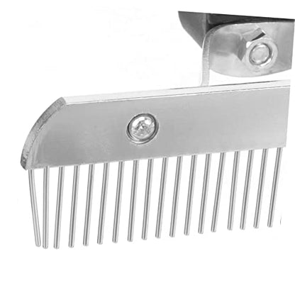 WOONEKY Durable Horse Grooming Rake with Ergonomic Nonslip Rubber Handle Metal Horse Hair Cleaning Comb for Livestock Efficiently Removes Soil and Shed Hair and Pets