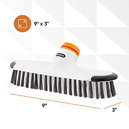 Superio Deck Scrub Brush Head, Heavy Duty Stiff Bristles Grout Scrubber with Scraper - Cleans Hot Tub, Swimming Pool, Granite Tiles, Bathroom, Patio, Kitchen, Wall and Deck (Refill Brush Head) - size: Refill Brush Head