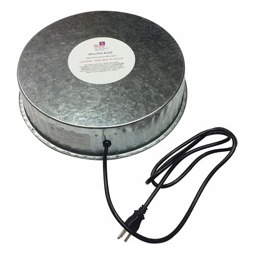Farm Innovators Heated Base for Double Wall Metal Founts Poultry Waterer, 125W Outdoor Water Bowl Heater for Chickens, Turkeys, Ducks, and Geese