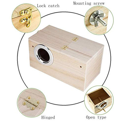 PINVNBY Parakeet Nesting Box Bird House Wood Breeding Box Parrots Mating Box for Lovebirds,Cockatoo,Budgie, Finch,Canary and Medium-Sized Birds(L) - size: Large