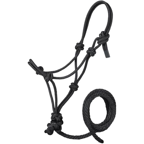 Tough1 Miniature Poly Rope Halter with Lead - color: Black, size: Small