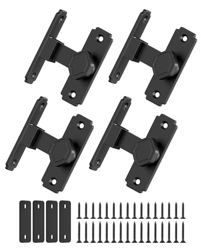 90 Degree Barn Door Lock, Small Sliding Barn Door Latches, Rust-Proof Sliding Gate Latch Lock for Garden, Bathroom, Cabinet, Pet Cage, Window, Shed (Black-4PCS) - color: Black-4PCS