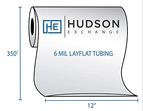 Hudson Exchange 12" x 350', 6 Mil, Poly Tubing Roll, Food Grade LDPE Resin, Custom Length Packaging