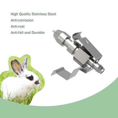15pcs Stainless Steel Rabbit Watering Nipples Metal with Cage Rodent Waterering System (Grey, Large)