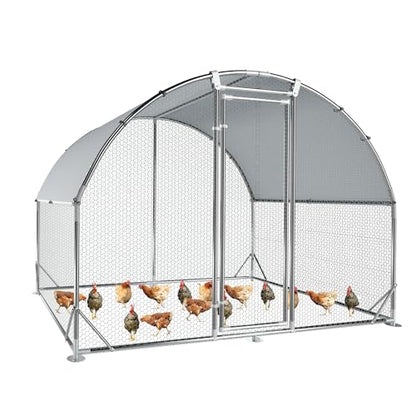 Large Metal Chicken Coop Round Top Upgrade Tri-Supporting Wire Mesh Chicken Run,Chicken Pen with Water-Resident and Anti-UV Cover,Duck Rabbit House Outdoor (Dome Roof 6.5'L x 9'W x 6.5'H) - size: 78.0"L x 108.0"W x 78.0"H