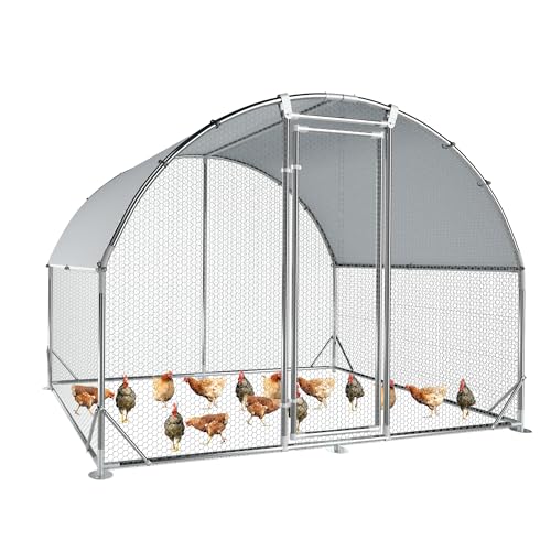 Large Metal Chicken Coop Round Top Upgrade Tri-Supporting Wire Mesh Chicken Run,Chicken Pen with Water-Resident and Anti-UV Cover,Duck Rabbit House Outdoor (Dome Roof 6.5'L x 9'W x 6.5'H) - size: 78.0"L x 108.0"W x 78.0"H