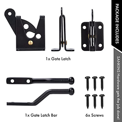 Self Locking Gate Latch Automatic Gravity Lever for Wood Fence Gate, Door Latches, Steel, Black - size: Normal