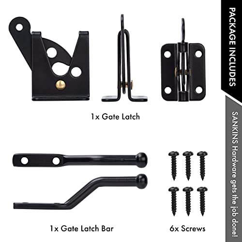 Self Locking Gate Latch Automatic Gravity Lever for Wood Fence Gate, Door Latches, Steel, Black - size: Normal