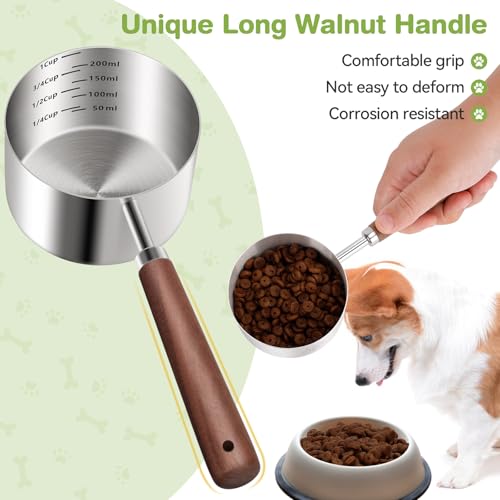 Dog-Cat Food-Scoop Measuring-Cup - 304 stainless steel material.1-Cup capacity. Precision scale measurements - size: 1 CUP